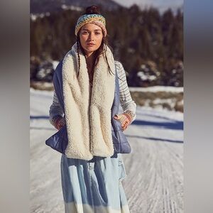 Free People Cream and Blue Scarf